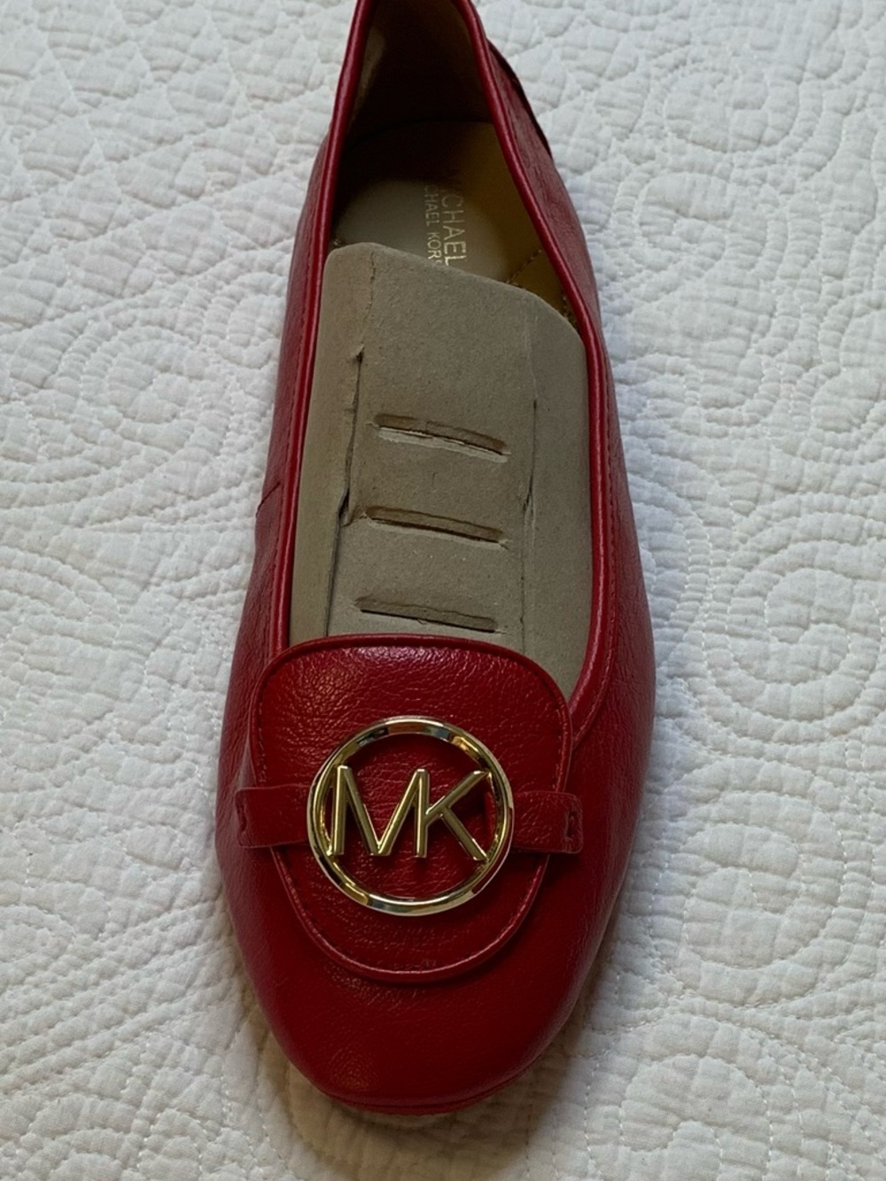 Michael Kors Lillie Premium Leather  Moccasin Flats in Bright Red - Picture 6 of 13